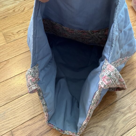 Vintage Handmade Quilted Floral Patchwork Shoulder Tote Bag - Picture 11 of 11